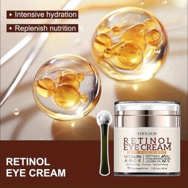1Pc45Ml Retinol Moisturizing Eye Cream Containing Hexapeptide, Hyaluronic Acid And Jojoba Oil, Firming And Lifting Sagging Eye Area, Smoothing Eye Bags, Deep Moisturizing, Light Texture, Advanced Compound Rose Fragrance, Suitable for All Skin Types - Image 3