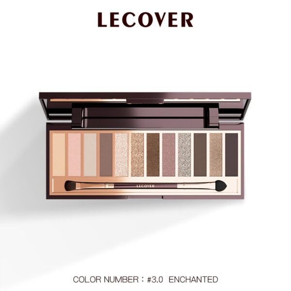 LECOVER2025 New Eyeshadow Palette 12 Colors Nose Contour Highlighter Blush One Palette Matte Shiny Fine Glitter Dual Head Eyeshadow Brushes Makeup Palette for Beautiful Eye Makeup Christmas Valentine'S Day Gift