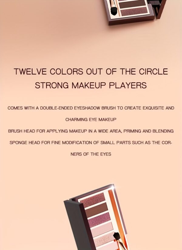 LECOVER2025 New Eyeshadow Palette 12 Colors Nose Contour Highlighter Blush One Palette Matte Shiny Fine Glitter Dual Head Eyeshadow Brushes Makeup Palette for Beautiful Eye Makeup Christmas Valentine'S Day Gift - Image 14