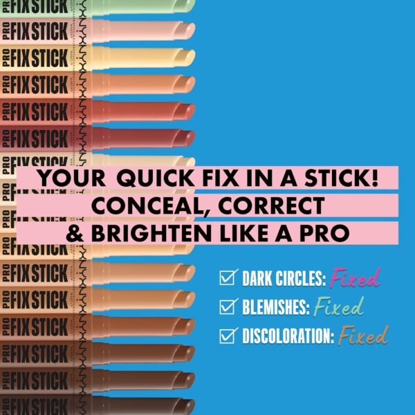 NYX Professional Makeup Pro Fix Stick Correcting Concealer - Buildable Medium Coverage, Natural Finish, Cream Form, All Skin Types, Fair & Brown Tones, Under 1 Fl Oz - Image 3