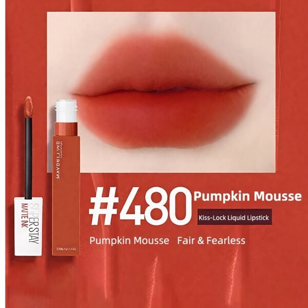 Maybelline Matte Liquid Lipstick - Long-Lasting Matte Lipstick, Non-Drying Formula, Kiss-Lock Technology, High Quality & Smudgeproof, Shade #480 (Deep Red/Orange-Brown) - for Everyday & Special Events - All Light Beige Types - 5ml - Image 4