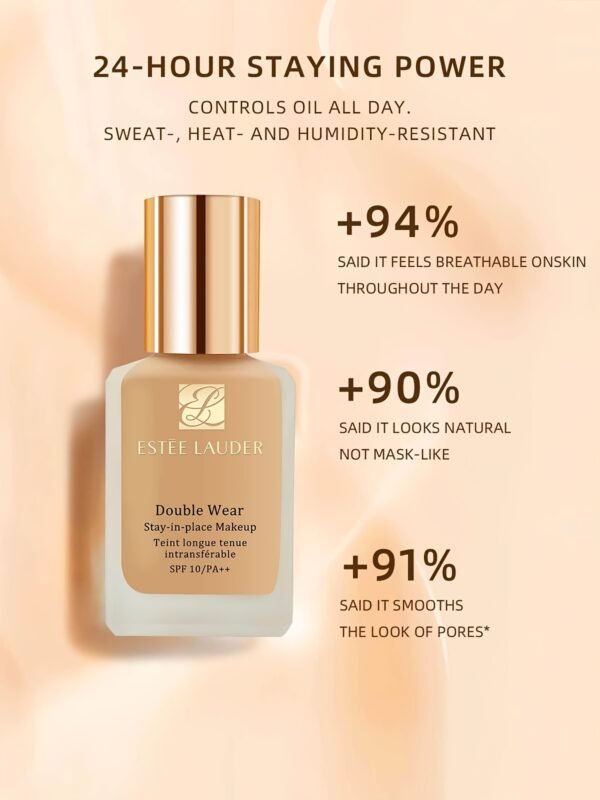 Double Wear Stay-in-Place Makeup 10 1W1 - 1 FL.OZ./30mL, Medium Coverage, Long-Lasting Foundation for Oily Skin, Light to Medium Skin Tone, Stay-in-Place Makeup | Medium Coverage Foundation | Liquid Foundation - Image 12