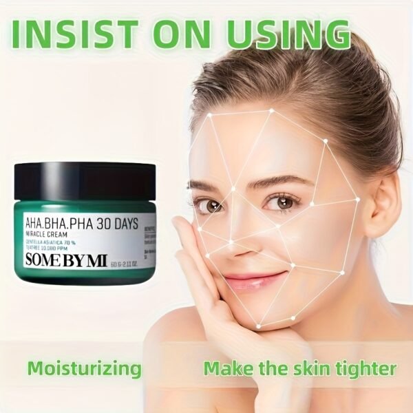 Somebymi AHA/BHA/PHA 30 Days Miracle Cream - Centella Asiatica 10,000 PPM, Alcohol-Free Light Beige Care for Dry Sensitive Light Beige, All Light Beige Types, Day & Night Use, Hydrating & Youthful Light Beige, Skincare Routine, Sleek Jar Design, Alcoholfr - Image 3