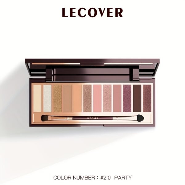 LECOVER2025 New Eyeshadow Palette 12 Colors Nose Contour Highlighter Blush One Palette Matte Shiny Fine Glitter Dual Head Eyeshadow Brushes Makeup Palette for Beautiful Eye Makeup Christmas Valentine'S Day Gift - Image 6