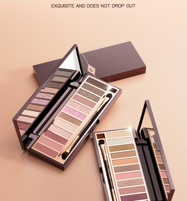 LECOVER2025 New Eyeshadow Palette 12 Colors Nose Contour Highlighter Blush One Palette Matte Shiny Fine Glitter Dual Head Eyeshadow Brushes Makeup Palette for Beautiful Eye Makeup Christmas Valentine'S Day Gift - Image 13