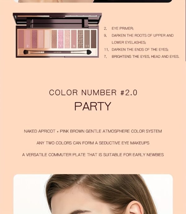 LECOVER2025 New Eyeshadow Palette 12 Colors Nose Contour Highlighter Blush One Palette Matte Shiny Fine Glitter Dual Head Eyeshadow Brushes Makeup Palette for Beautiful Eye Makeup Christmas Valentine'S Day Gift - Image 17