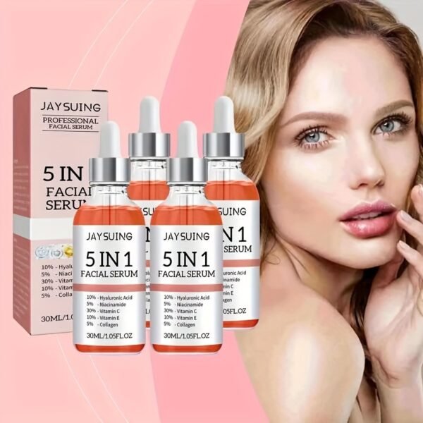 5-in-1 Hyaluronic Acid, Collagen, Nicotinamide, Vitamin C and E Facial Essence-30ml/1.05 Fluid Oz-Moisturizing and Facial Essence, Oil Control, Suitable for All Light Beige Types