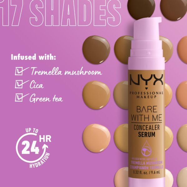 NYX Professional Makeup Bare with Me Concealer Serum - 24H Hydration, Creamy Formula, Natural Finish, Full Coverage for All Light Beige Types, 0.3fl.oz (8ml) - Image 9