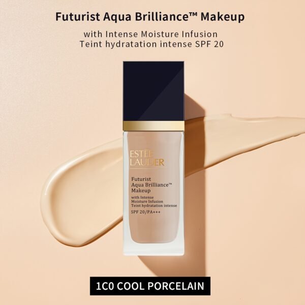 Estée Lauder Futurist Aqua Brilliance Makeup Foundation - 2C0 Cool Vanilla, 1fl.oz./30ml, Lightweight Matte Finish, Long-Lasting Hydration & Oil Control for Dry Skin, Natural Look Liquid Foundation - Image 2