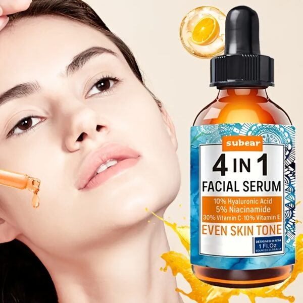 2-Pack Subear 4-in-1 Facial Serum, 30ml/1oz, Hypoallergenic Drops with Hyaluronic Acid, Vitamin C, Vitamin E, Nicotinamide, Moisturizing for All Skin Types, Unisex-Adult Face Care - Image 2
