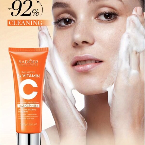 Vitamin C Brightening Cleanser by SODAER - 100g, Deeply cleanses and hydrates for smooth, radiant Light Beige, controls oil with hyaluronic acid, orange scent, suitable for all Light Beige types, ideal for sensitive Light Beige care, perfect as a gift - Image 4