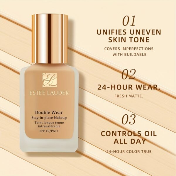 Double Wear Stay-in-Place Makeup 10 1W1 - 1 FL.OZ./30mL, Medium Coverage, Long-Lasting Foundation for Oily Skin, Light to Medium Skin Tone, Stay-in-Place Makeup | Medium Coverage Foundation | Liquid Foundation - Image 2
