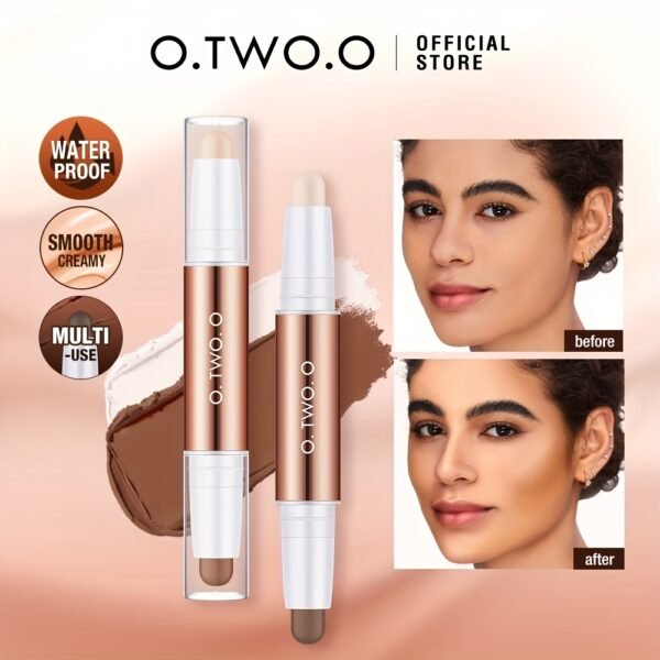 O.TWO.O 4 colors highlight makeup shadow contour stick double end brightens facial complexion and makes Light Beige more radiant perfect for giving as gifts on holidays to mothers and friends Daily Essential otwoo - Image 2