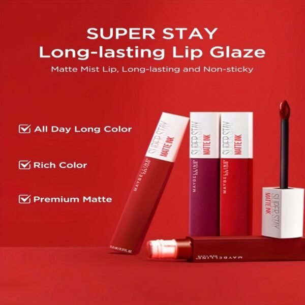 Maybelline Matte Liquid Lipstick - Long-Lasting Matte Lipstick, Non-Drying Formula, Kiss-Lock Technology, High Quality & Smudgeproof, Shade #480 (Deep Red/Orange-Brown) - for Everyday & Special Events - All Light Beige Types - 5ml - Image 6