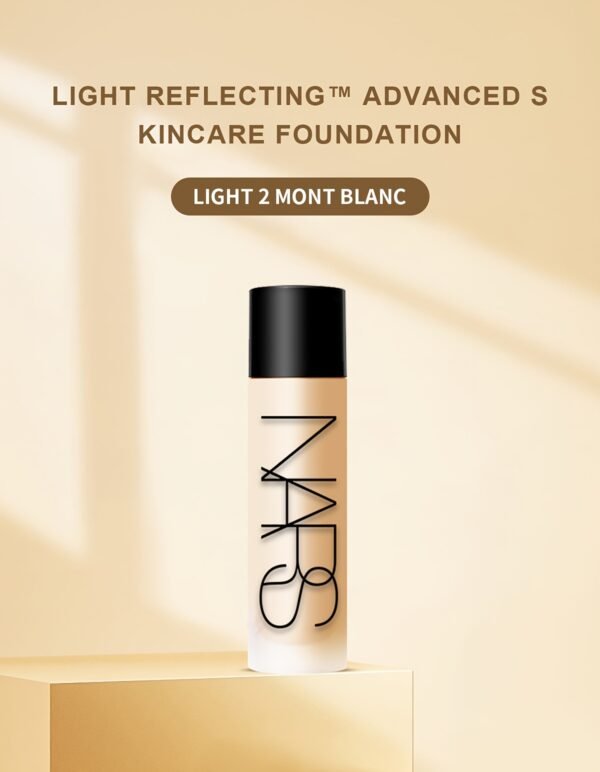 NARS Light Reflecting™ Advanced Skincare Foundation - Mini Size - Skincare Hybrid Foundation #MONT BLANC-LIGHT 2- 10ml, Nature Finish, Moisturizing, Medium Coverage, Liquid Form, Perfect for Dry Skin - Image 13