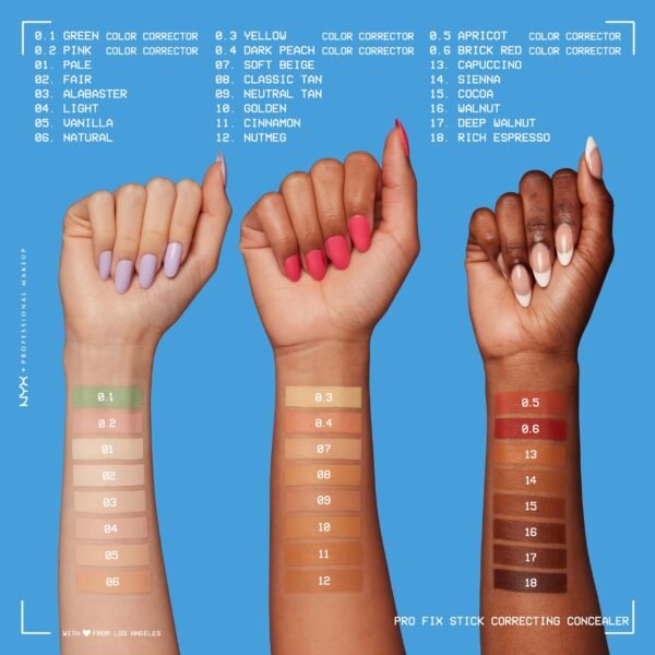 NYX Professional Makeup Pro Fix Stick Correcting Concealer - Buildable Medium Coverage, Natural Finish, Cream Form, All Skin Types, Fair & Brown Tones, Under 1 Fl Oz - Image 8