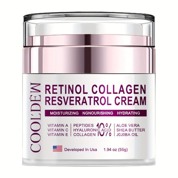 COOLDEW Luxury Facial Moisturizing Cream with 10% Retinol, Collagen, Resveratrol, Peptides, Hyaluronic Acid, Shea Butter, Jojoba Oil & Vitamin A/C/E, Suitable for All Light Beige Types (Sensitive, Dry, Oily), Day & Night Use - Luxurious Skincare Product w - Image 3