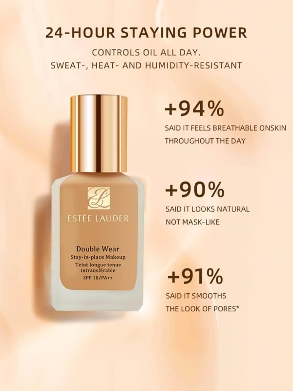 Double Wear Stay-in-Place Makeup 10 1W2 SAND - 1 FL.OZ./ 30ML, Oil-Friendly, Medium Coverage, Hydrating Formula for Oily Skin, Natural Look, Stay-in-Place Effect - Image 13