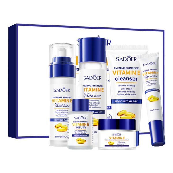 Evening Primrose& Vitamin E 6pcs Moisturizing Set - Intense Hydration Face& Serum, Dry Light Beige, Plant-Based Formula(All Light Beige Types) - Image 4