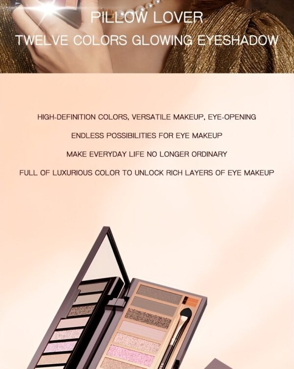 LECOVER2025 New Eyeshadow Palette 12 Colors Nose Contour Highlighter Blush One Palette Matte Shiny Fine Glitter Dual Head Eyeshadow Brushes Makeup Palette for Beautiful Eye Makeup Christmas Valentine'S Day Gift - Image 11