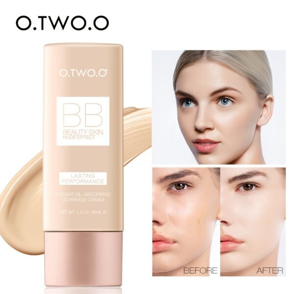O.TWO.O BB Cream - Natural Brightening & Waterproof Liquid Foundation, Oil-Control Concealer for All Skin Types, Lightweight Coverage with Glycerin for Hydration - Image 4