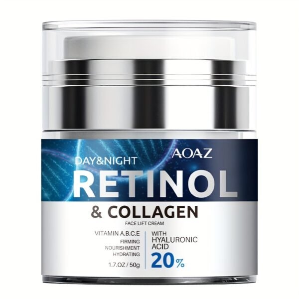 50ml/1.7oz Retinol Moisturizing Cream, Hypoallergenic, Enriched with 20% Retinol, Collagen, Hyaluronic Acid, Vitamins A.B.C.E, for All Skin Types, to Achieve Youthful, Hydrated Skin