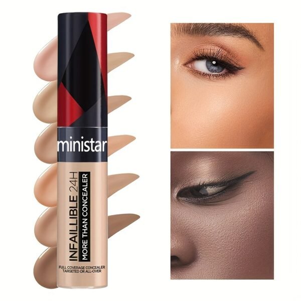 Ethically Made Liquid Concealer Stick with Large Brush Head - Medium Coverage, Long-Lasting Color Correction for All Skin Tones, 0.68oz