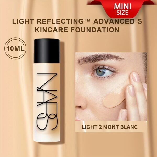 NARS Light Reflecting™ Advanced Skincare Foundation - Mini Size - Skincare Hybrid Foundation #MONT BLANC-LIGHT 2- 10ml, Nature Finish, Moisturizing, Medium Coverage, Liquid Form, Perfect for Dry Skin - Image 2