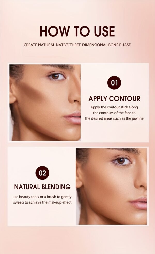 O.TWO.O Long-Lasting Bronze Stick - Creamy Texture, High-Definition Shaping Contour, Natural Makeup Look, Moisturizing, Easy Blending, Layering Concealer - Creates Flawless Glossy Finish, Perfect for Women 11g/0.39oz Daily Essentials otwoo - Image 19