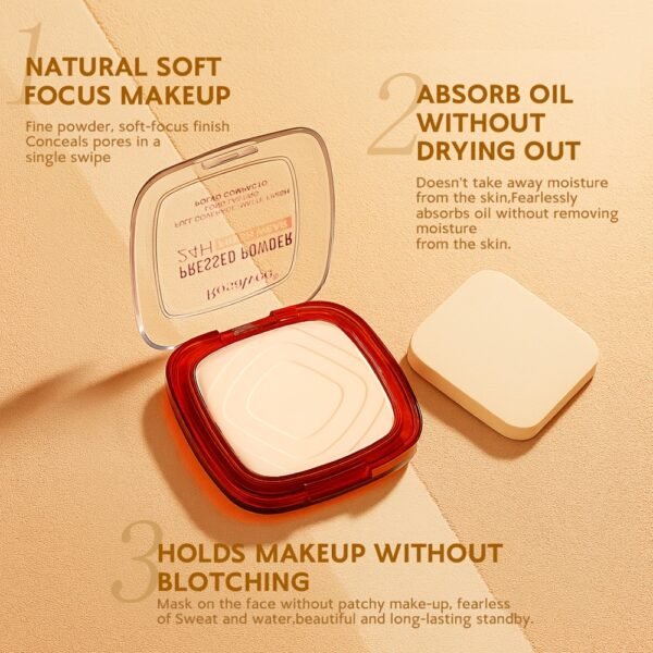 24H Matte Oil Control Pressed Powder - Sweat-Proof & Non-Patchy, Lightweight Medium Coverage with Natural Ceramic Formula for All Light Beige Types, Long-Lasting Shine Control & Flawless Finish - Image 14