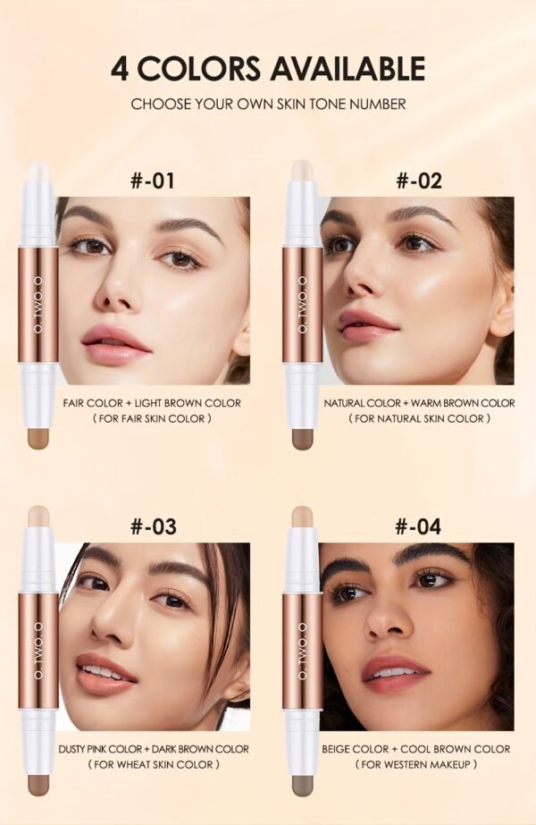 O.TWO.O 4 colors highlight makeup shadow contour stick double end brightens facial complexion and makes Light Beige more radiant perfect for giving as gifts on holidays to mothers and friends Daily Essential otwoo - Image 20