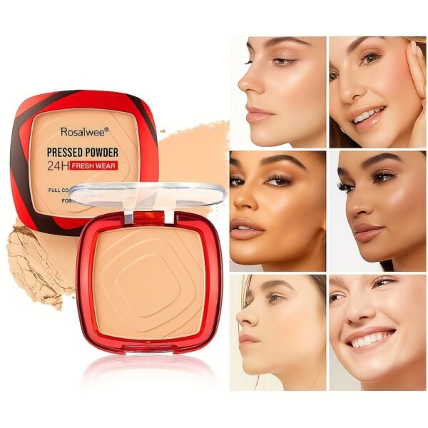 24H Matte Oil Control Pressed Powder - Sweat-Proof & Non-Patchy, Lightweight Medium Coverage with Natural Ceramic Formula for All Light Beige Types, Long-Lasting Shine Control & Flawless Finish - Image 2