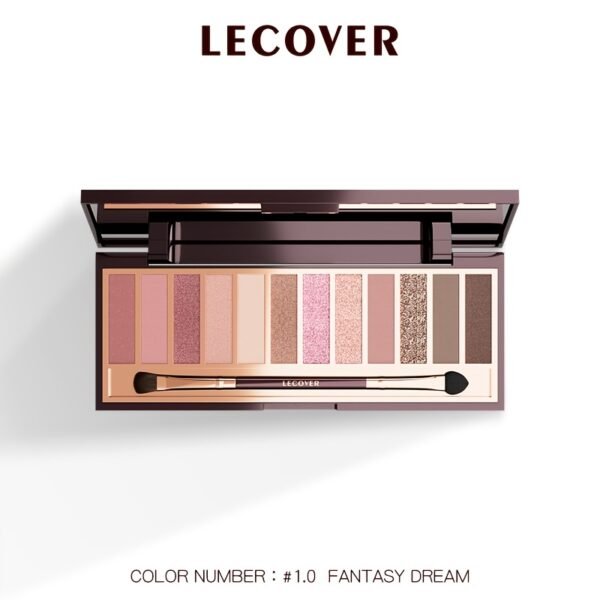 LECOVER2025 New Eyeshadow Palette 12 Colors Nose Contour Highlighter Blush One Palette Matte Shiny Fine Glitter Dual Head Eyeshadow Brushes Makeup Palette for Beautiful Eye Makeup Christmas Valentine'S Day Gift - Image 5