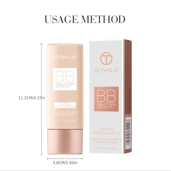 O.TWO.O BB Cream - Natural Brightening & Waterproof Liquid Foundation, Oil-Control Concealer for All Skin Types, Lightweight Coverage with Glycerin for Hydration - Image 6