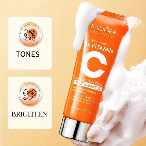Vitamin C Brightening Cleanser by SODAER - 100g, Deeply cleanses and hydrates for smooth, radiant Light Beige, controls oil with hyaluronic acid, orange scent, suitable for all Light Beige types, ideal for sensitive Light Beige care, perfect as a gift - Image 6