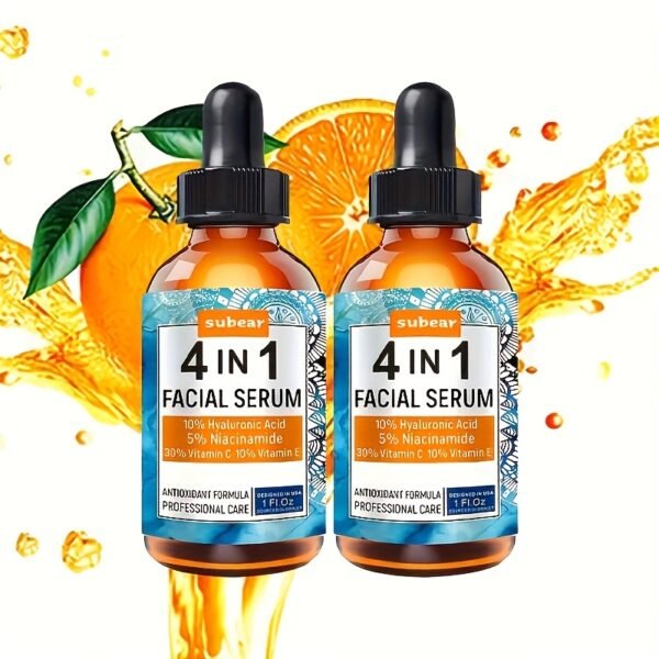2-Pack Subear 4-in-1 Facial Serum, 30ml/1oz, Hypoallergenic Drops with Hyaluronic Acid, Vitamin C, Vitamin E, Nicotinamide, Moisturizing for All Skin Types, Unisex-Adult Face Care - Image 3